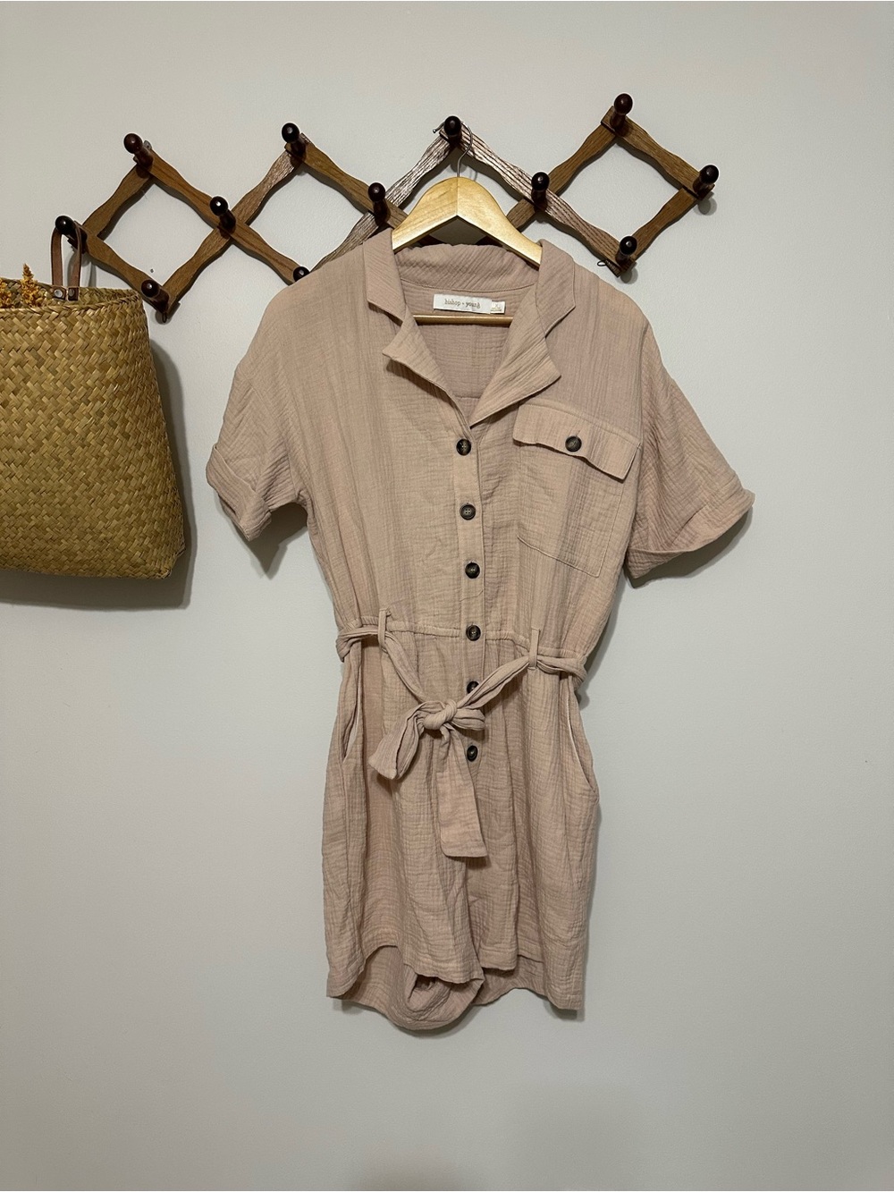 bishop + young Anthropologie Emerson Romper in Dune